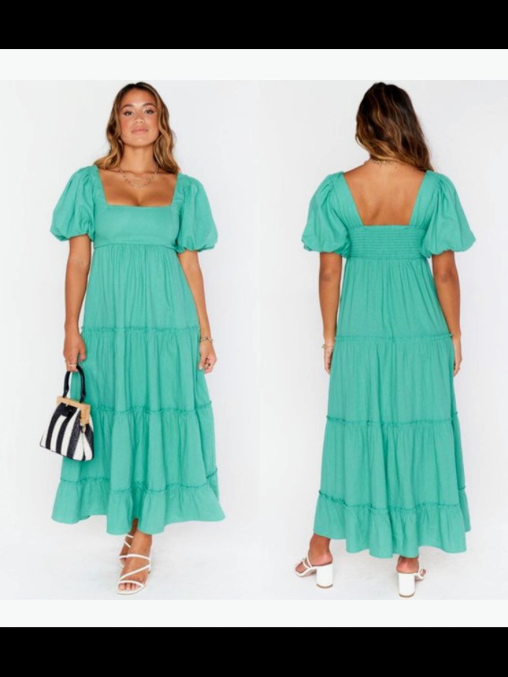 SHOW ME YOUR MUMU NWT TIERED LINEN DRESS - Picture 2 of 4